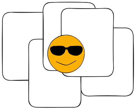 a bunch of scripts, on which appears an emoji of a happy face wearing sunglasses
