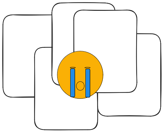 a bunch of scripts, on which appears an emoji of a sobbing face